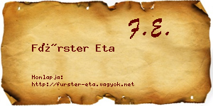 Fürster Eta névjegykártya